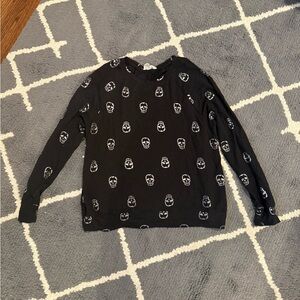 For the Republic Black Skull Print Crewneck